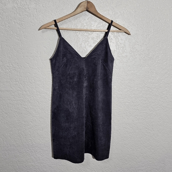 Aritzia Wilfred Free Solid Gray Faux Suede Mini Dress - Picture 1 of 4